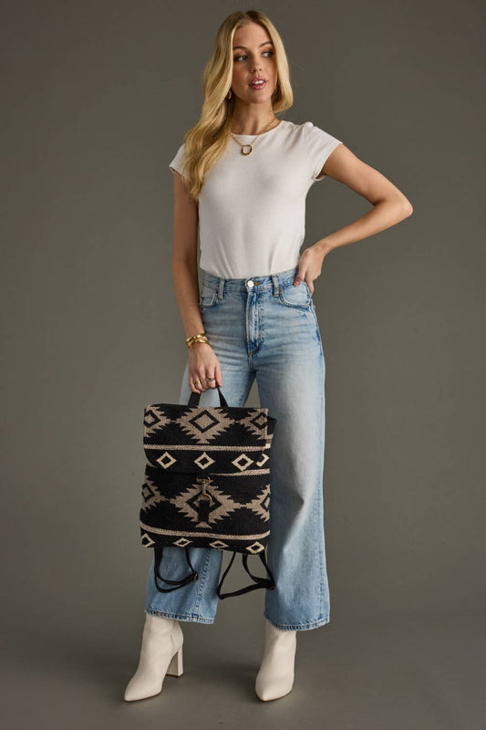 Panache Apparel Co. - Black, Taupe & Cream Aztec Backpack