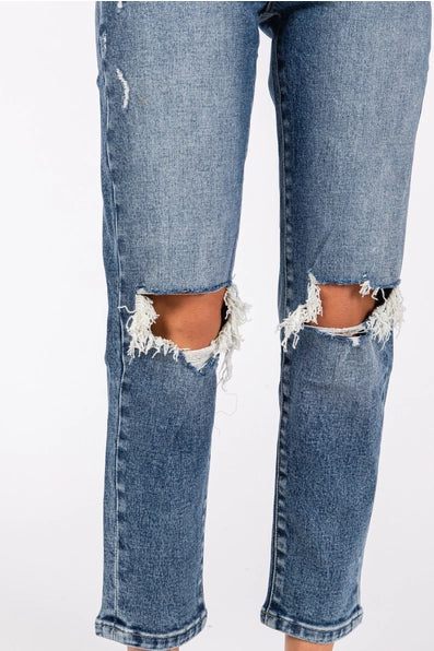 Petra 153 Destroyed Super High Rise Stretch Mom Jeans