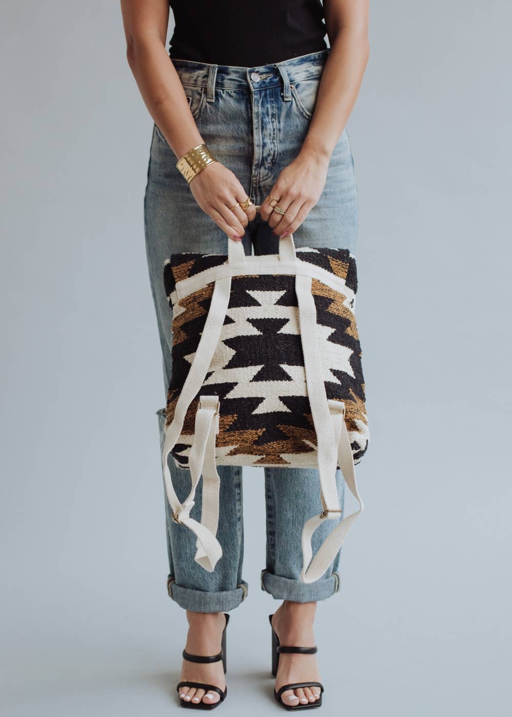 Panache Apparel Co. - Black, White & Brown Aztec Backpack
