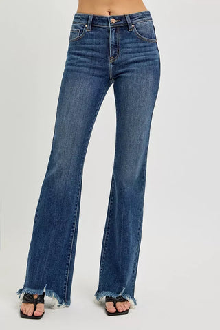 RISEN Mid Rise Flare Frayed Hem Jeans pants RISEN Mid Rise Flare Frayed Hem Jeans | The Frosted Leopard