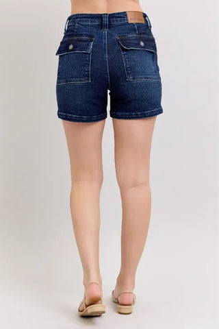 Judy Blue Full Size High Waist Back Flap Pocket Denim Shorts Plus Size shorts Judy Blue Full Size High Waist Back Flap Pocket Denim Shorts Plus Size
