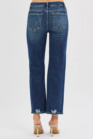 RISEN High Rise Crop Slim Straight Jeans with Hidden Knee Patch pants RISEN High Rise Crop Slim Straight Jeans with Hidden Knee Patch