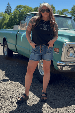RISEN High Rise Front Tie Up Shorts with Patch Pockets shorts RISEN High Rise Front Tie Up Shorts with Patch Pockets