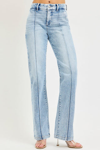 RISEN Tummy Control High Rise Straight Pin Tuck Jeans pants RISEN Tummy Control High Rise Straight Pin Tuck Jeans