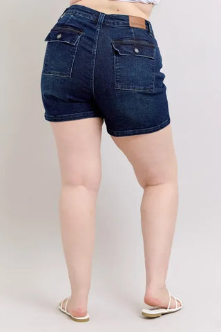 Judy Blue Full Size High Waist Back Flap Pocket Denim Shorts Plus Size shorts Judy Blue Full Size High Waist Back Flap Pocket Denim Shorts Plus Size