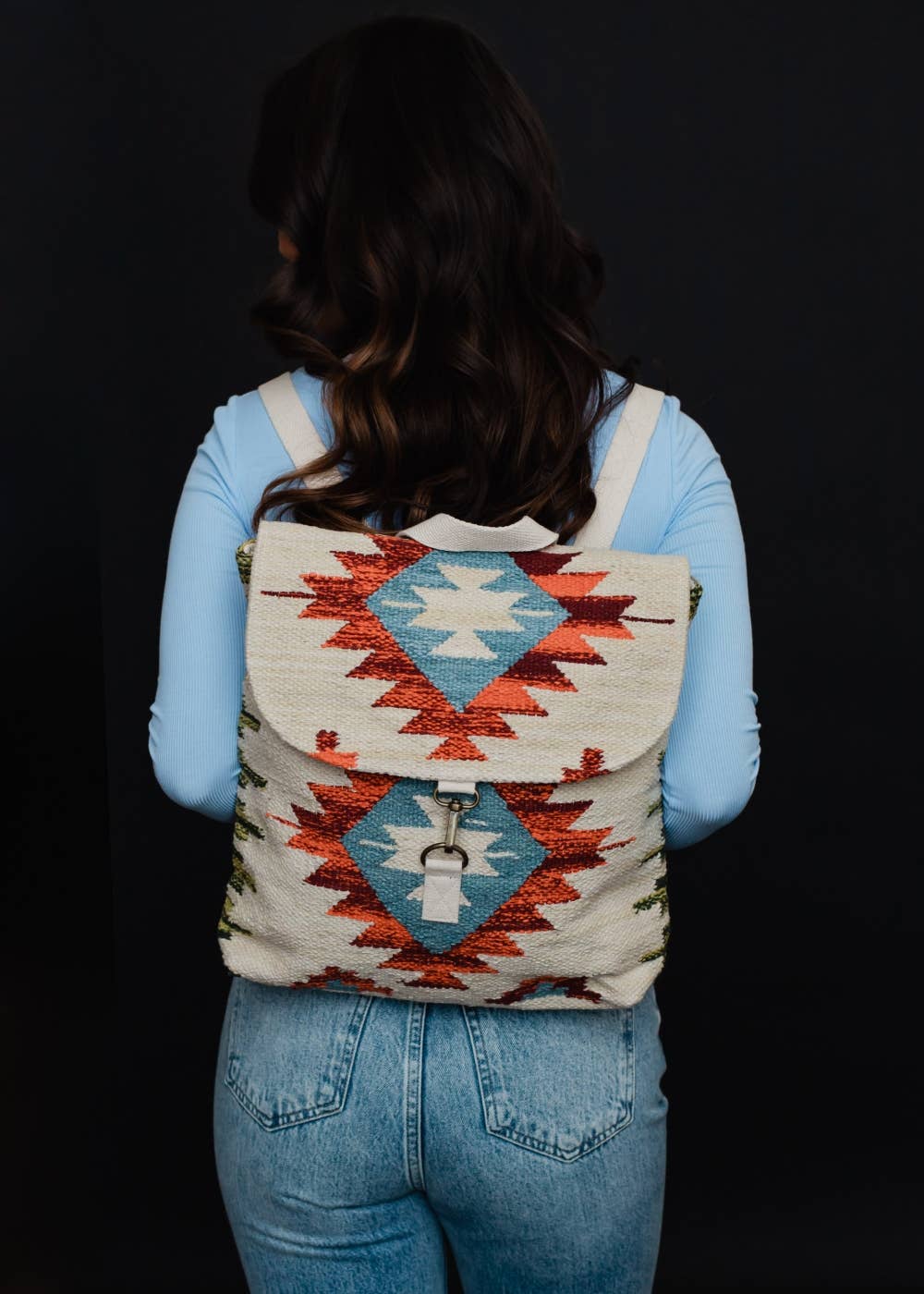 Panache Apparel Co. - Tan, Orange & Red Aztec Backpack