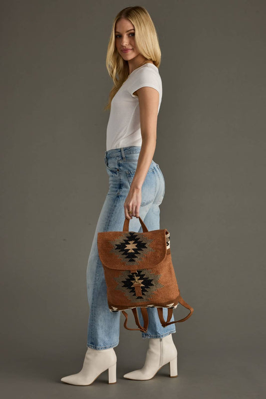 Panache Apparel Co. - Rust, Olive & Cream Aztec Backpack
