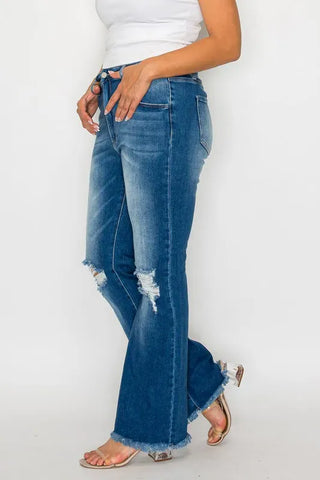 bytos Raw Hem Distressed High Rise Bootcut Jeans pants Raw Hem Distressed High Rise Bootcut Jeans - bytos Denim | The Frosted Leopard