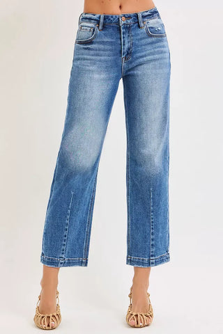 RISEN High Rise Crop Boyfriend Tapered Jeans pants High Rise Wide Leg Cropped Jeans - RISEN Denim | The Frosted Leopard