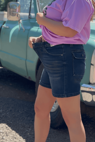 Judy Blue Full Size High Waist Back Flap Pocket Denim Shorts Plus Size shorts Judy Blue Full Size High Waist Back Flap Pocket Denim Shorts Plus Size