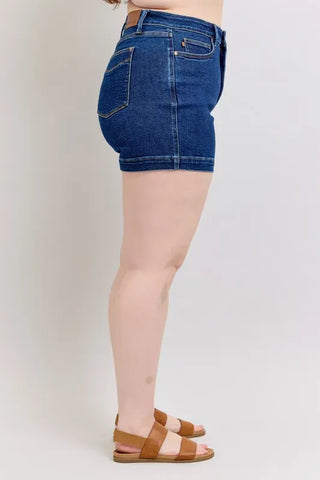 Judy Blue Full Size High Waist Tummy Control Denim Shorts Plus Size shorts Judy Blue Full Size High Waist Tummy Control Denim Shorts Plus Size
