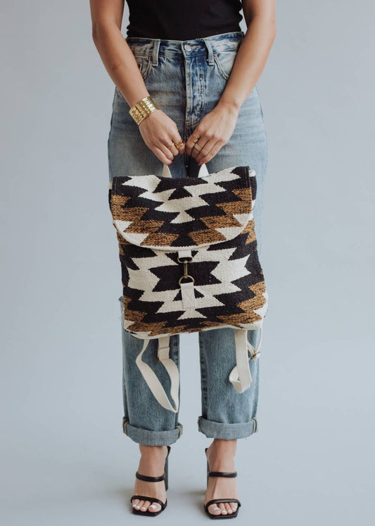 Panache Apparel Co. - Black, White & Brown Aztec Backpack