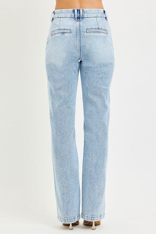 RISEN Tummy Control High Rise Straight Pin Tuck Jeans pants RISEN Tummy Control High Rise Straight Pin Tuck Jeans