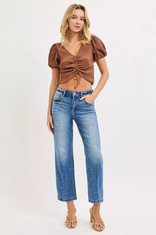 RISEN High Rise Crop Boyfriend Tapered Jeans pants High Rise Wide Leg Cropped Jeans - RISEN Denim | The Frosted Leopard