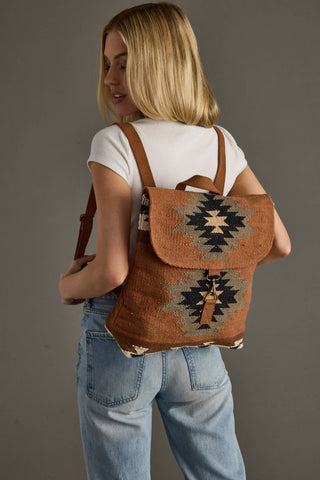 Panache Apparel Co. - Rust, Olive & Cream Aztec Backpack bags Panache Apparel Co. Rust, Olive & Cream Aztec Backpack | The Frosted Leopard