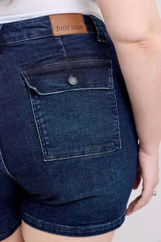 Judy Blue Full Size High Waist Back Flap Pocket Denim Shorts Plus Size shorts Judy Blue Full Size High Waist Back Flap Pocket Denim Shorts Plus Size