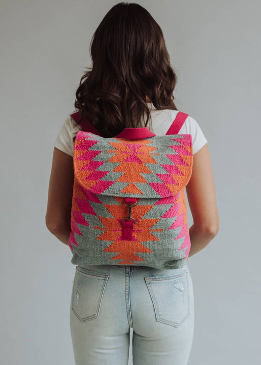 Panache Apparel Co. - Orange, Pink & Slate Aztec Backpack
