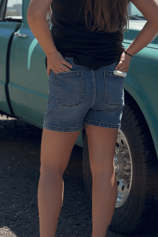 RISEN High Rise Front Tie Up Shorts with Patch Pockets shorts RISEN High Rise Front Tie Up Shorts with Patch Pockets