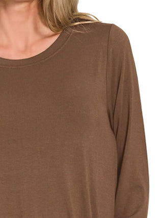 Zenana Flowy Round Hem Rayon Long Sleeve Top Flowy Round Hem Rayon Long Sleeve Top | The Frosted Leopard