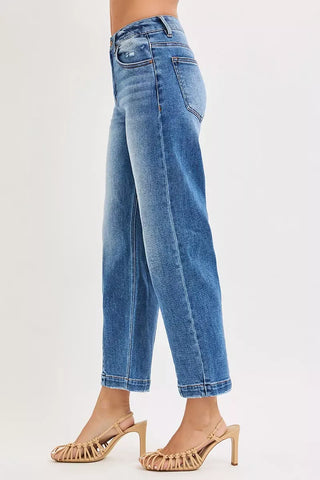 RISEN High Rise Crop Boyfriend Tapered Jeans pants High Rise Wide Leg Cropped Jeans - RISEN Denim | The Frosted Leopard
