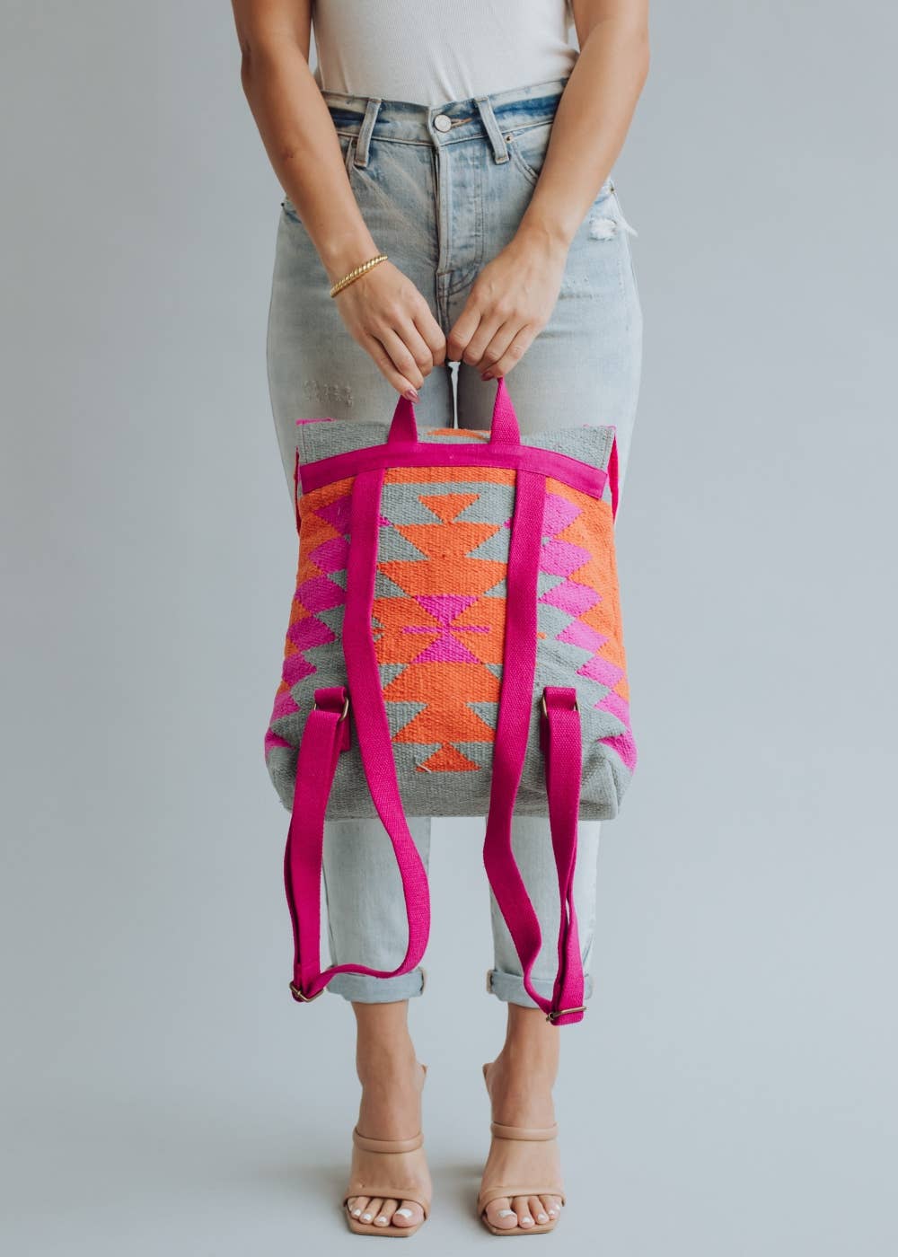 Panache Apparel Co. - Orange, Pink & Slate Aztec Backpack