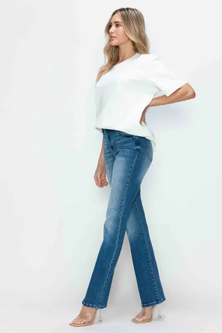 bytos Distressed High Rise Bootcut Jeans pants Distressed High Rise Bootcut Jeans with Pockets - bytos | The Frosted Leopard