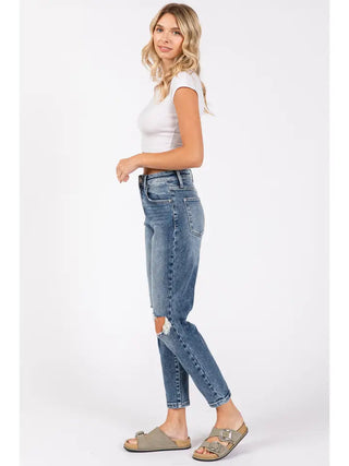 Petra 153 Destroyed Super High Rise Stretch Mom Jeans pants Destroyed Super High Rise Stretch Mom Jeans - Petra 153 | The Frosted Leopard