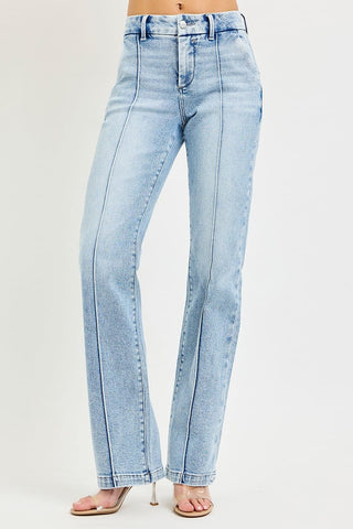 RISEN Tummy Control High Rise Straight Pin Tuck Jeans pants RISEN Tummy Control High Rise Straight Pin Tuck Jeans
