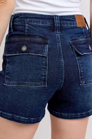 Judy Blue Full Size High Waist Back Flap Pocket Denim Shorts Plus Size shorts Judy Blue Full Size High Waist Back Flap Pocket Denim Shorts Plus Size