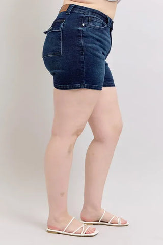 Judy Blue Full Size High Waist Back Flap Pocket Denim Shorts Plus Size shorts Judy Blue Full Size High Waist Back Flap Pocket Denim Shorts Plus Size