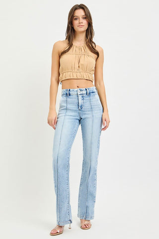 RISEN Tummy Control High Rise Straight Pin Tuck Jeans pants RISEN Tummy Control High Rise Straight Pin Tuck Jeans