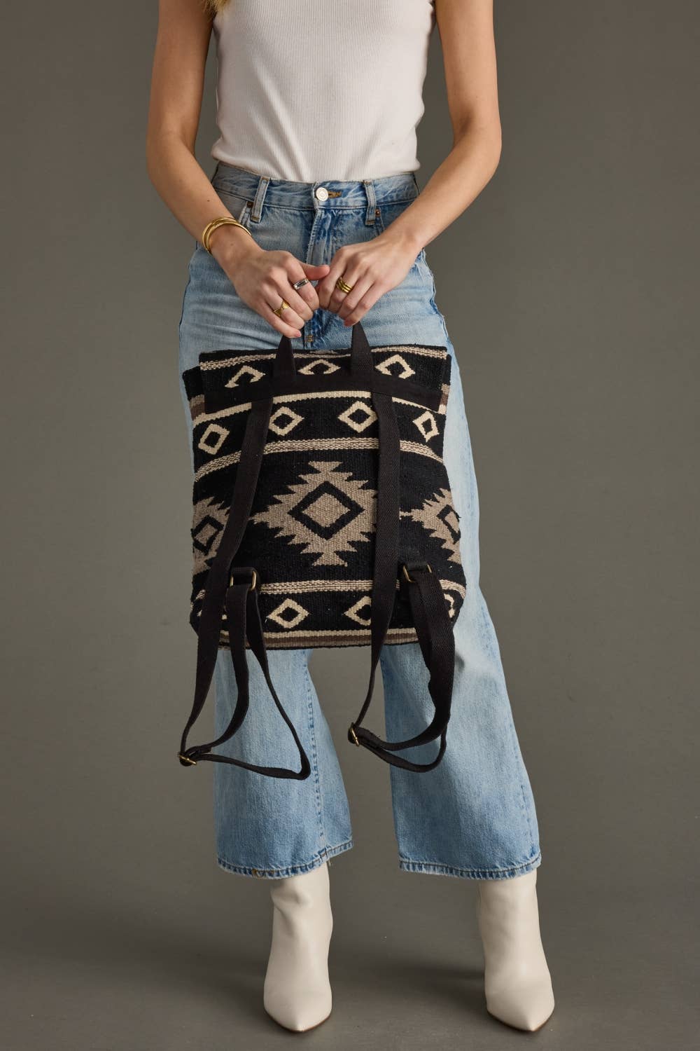 Panache Apparel Co. - Black, Taupe & Cream Aztec Backpack
