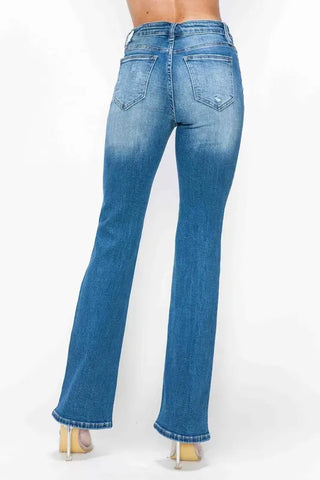 bytos Distressed High Rise Bootcut Jeans pants Distressed High Rise Bootcut Jeans with Pockets - bytos | The Frosted Leopard