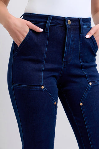 Judy Blue Hw Work Wear Knee Patch Straight Jeans pants Judy Blue High Waist Work Wear Knee Patch Straight Jeans | The Frosted Leopard