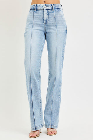 RISEN Tummy Control High Rise Straight Pin Tuck Jeans pants RISEN Tummy Control High Rise Straight Pin Tuck Jeans