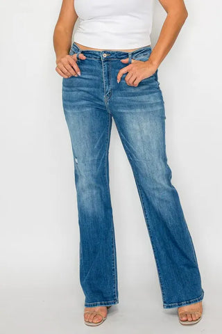 bytos Distressed High Rise Bootcut Jeans pants Distressed High Rise Bootcut Jeans with Pockets - bytos | The Frosted Leopard