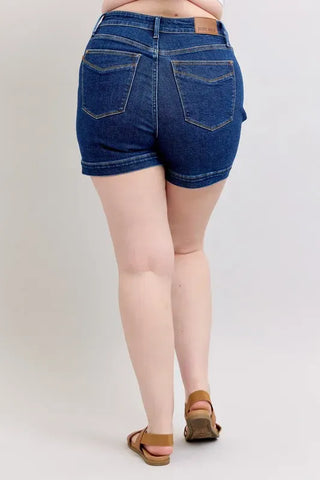 Judy Blue Full Size High Waist Tummy Control Denim Shorts Plus Size shorts Judy Blue Full Size High Waist Tummy Control Denim Shorts Plus Size